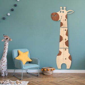 Diagramme de croissance girafe en bois, Diagramme de mesure girafe, Règle de hauteur pour enfants, Règle de diagramme de croissance, Diagramme de taille Safari, Diagramme de croissance des animaux