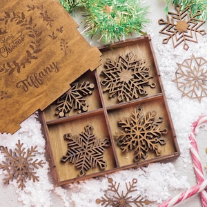 Snowflake ornament sets, Christmas ornaments set wood, Wood snowflake ornament, Snowflake wooden, Christmas ornaments set of 16
