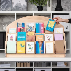 Présentoir pour cartes de voeux en bois,Présentoir pour marque-pages,Présentoir pour commerce de détail,Présentoir de vendeur en bois,Présentoir de comptoir en bois,Présentoir de foire artisanale
