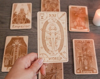 Wooden tarot card, Wood tarot cards, Tarot cards rustic, Engraved tarot cards, Tarot cards set, Tarot gift set, Tarot set beginners