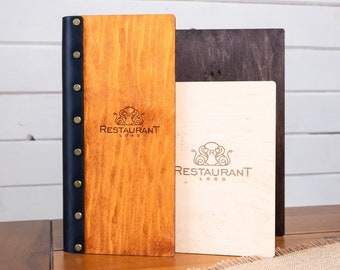 Custom restaurant menu holder, Restaurant menu cover, Wood menu holder, Personalized menu cover, Cafe menu holder, Wooden menu folder