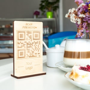 QR code sign stand, Restaurant qr code stand, Menu qr code wood, Payment sign for business, Scan to pay sign, Custom qr code sign rustic