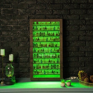 Shot glass cabinet, Neon display shelf, Bar neon case, Glass display case, Shot glass holder, Shelf with light, Shot glass display