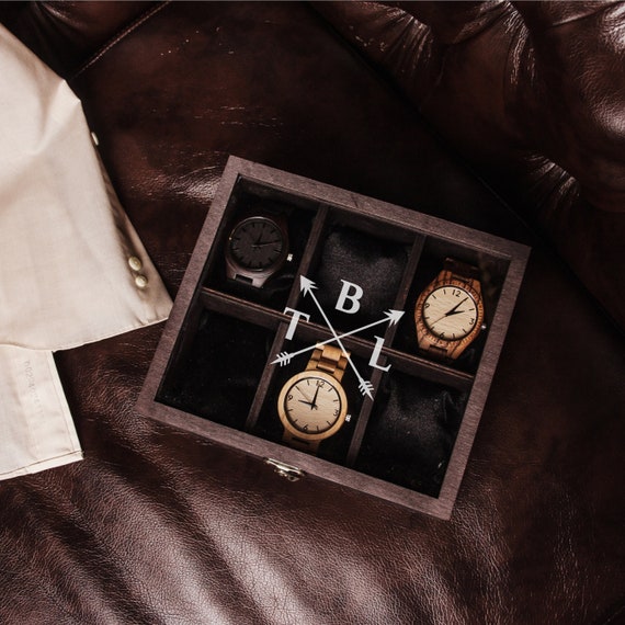 Monogram Watch Box Personalized Watch Box Holds 10 Watches Etsy