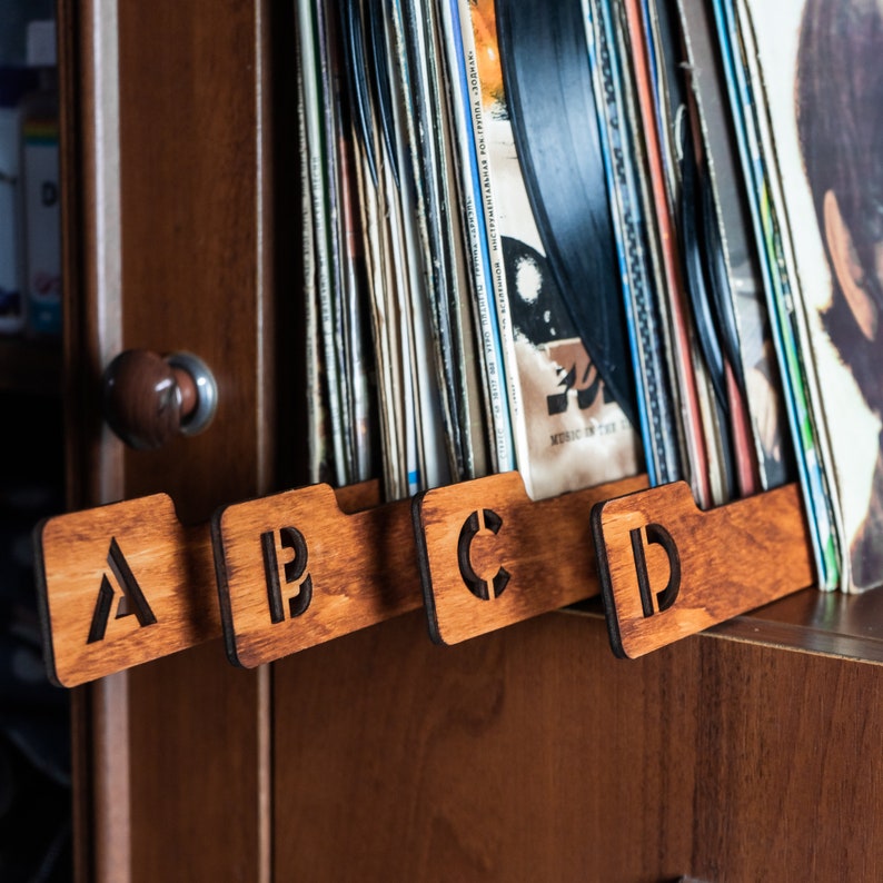 Vinyl record dividers, Wooden record dividers, Record dividers alphabet, Album dividers, Record separator, Book dividers, Lp dividers image 1