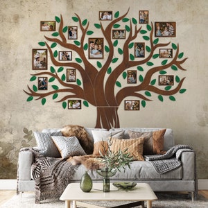 Wood Family Tree Photo Collage, Family Tree With Pictures, Family Tree ...