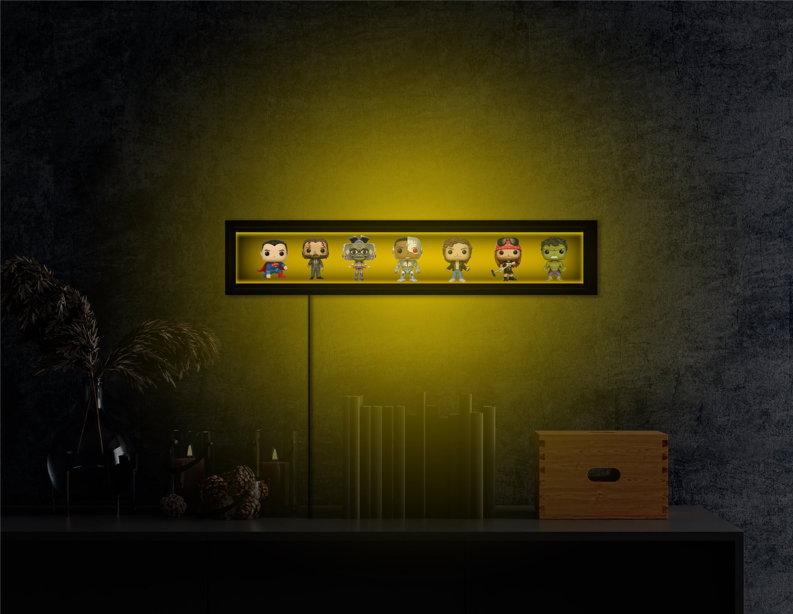 Wooden shelf with light, Custom neon shelf, Shelf with led, Wood shelf for wall, Rustic shelf wood, Display shelf for collectables
