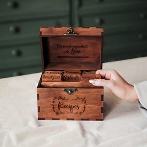 Aangepaste houten receptendoos 5 x 7, houten receptendoos en kaarten, gepersonaliseerde receptendoos, handgemaakte receptendoos, receptendoos voor vrijgezellenfeest