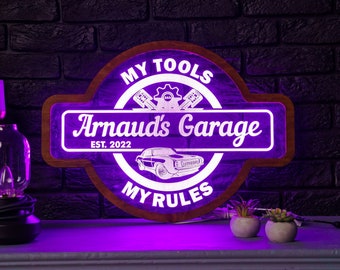 Personalized Garage Neon Sign,Garage Led Lighting,My Tools My Rules Sign,Custom Garage Sign,Garage Name Neon Sign,Garage Sign with Lights