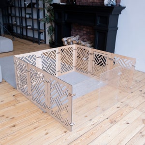 Acrylic dog playpen, Wooden dog crate furniture, Large dog crate, Dog fence indoor, Custom pet playpen,Wood fence gate,Freestanding dog gate