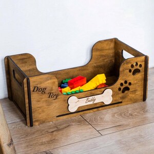 Personalized dog toy storage, Dog toy box wood, Pet toy storage, Dog toy basket with name, Dog toy crate, Personalized dog toy bin