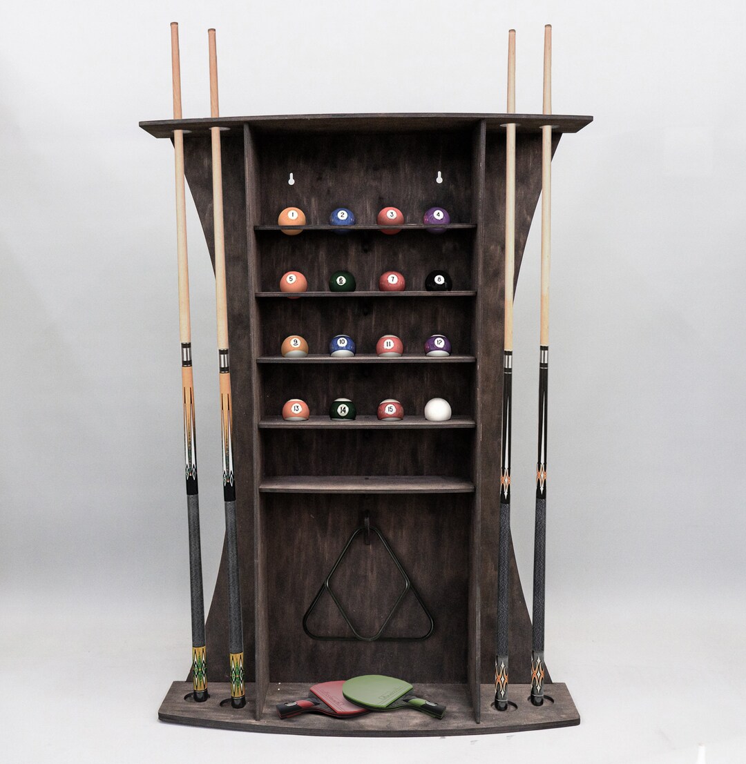 Fat Cat Wall Mounted Pool Cue Rack - 2-Piece Hardwood Holder