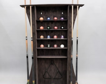 Porta-stecche da Biliardo con 6 Stecche in Legno Supporto da Parete per