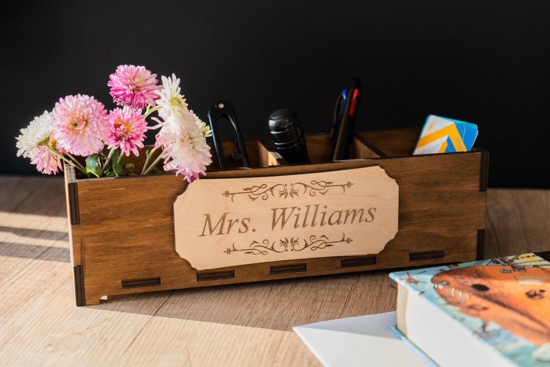 Desk Organizer Wood Desk Organizer Personalized Personalized Etsy