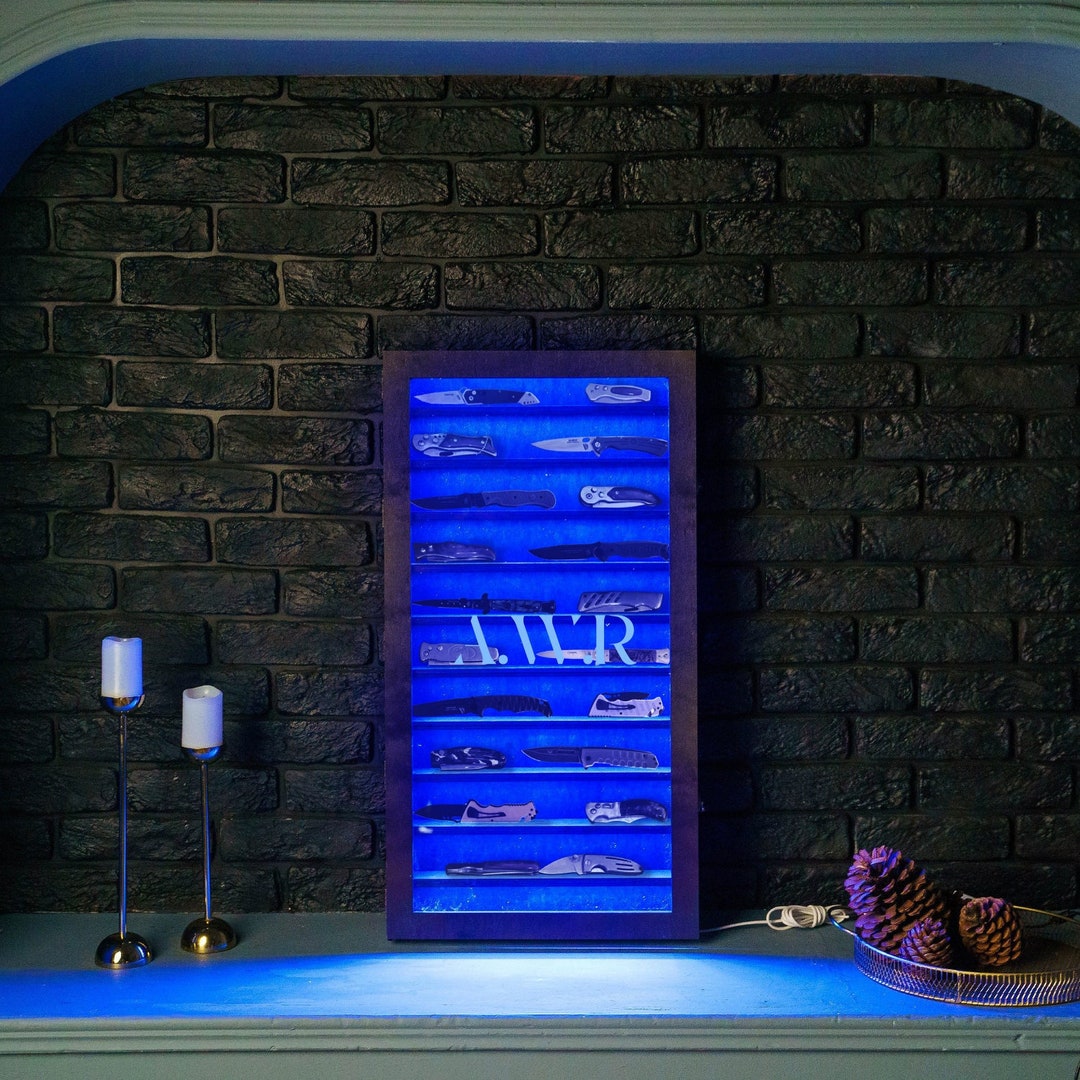 Knife Display Case With Led, Pocket Knife Display Shelf, Knife Light ...