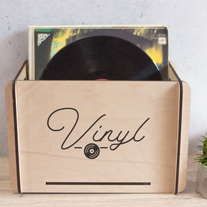 Custom vinyl box, Vinyl record organizer, Wood vinyl storage box, Record storage crate, Farmhouse hamper, Vinyl record organizer