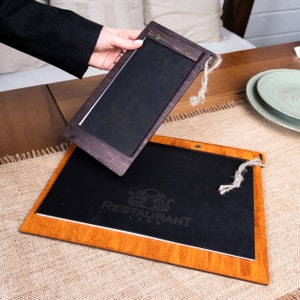 Funda para menú de restaurante, Porta menú personalizado, Porta menú de cuero, Carpeta de cuero para menú de restaurante, Tablero de menú personalizado, Carpeta de menú de madera