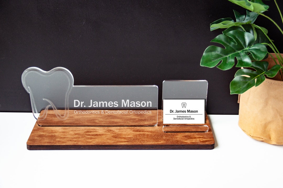 Dentist Business Card Holder, Dentist Desk Name Plate, Business Card Holder for Desk Acrylic