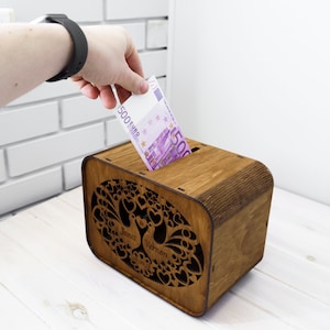 Aangepaste trouwkaartdoos, houten trouwkaarthouderdoos, trouwkaartdoos met sleuf bovenop, bruiloft envelopdoos boho, bruiloft spaarpot