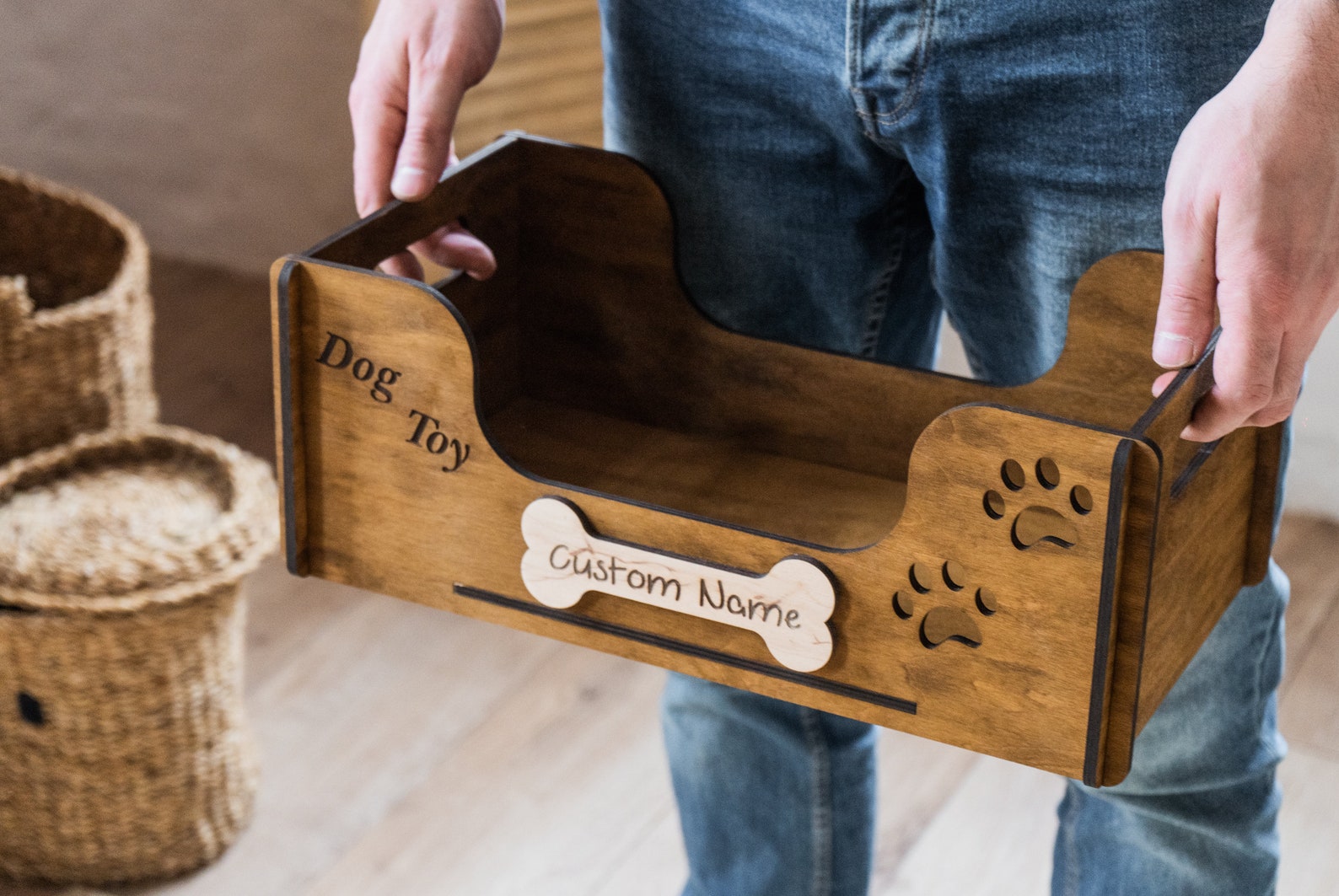 Personalized Dog Toy Storage Dog Toy Box Wood Pet Toy Etsy