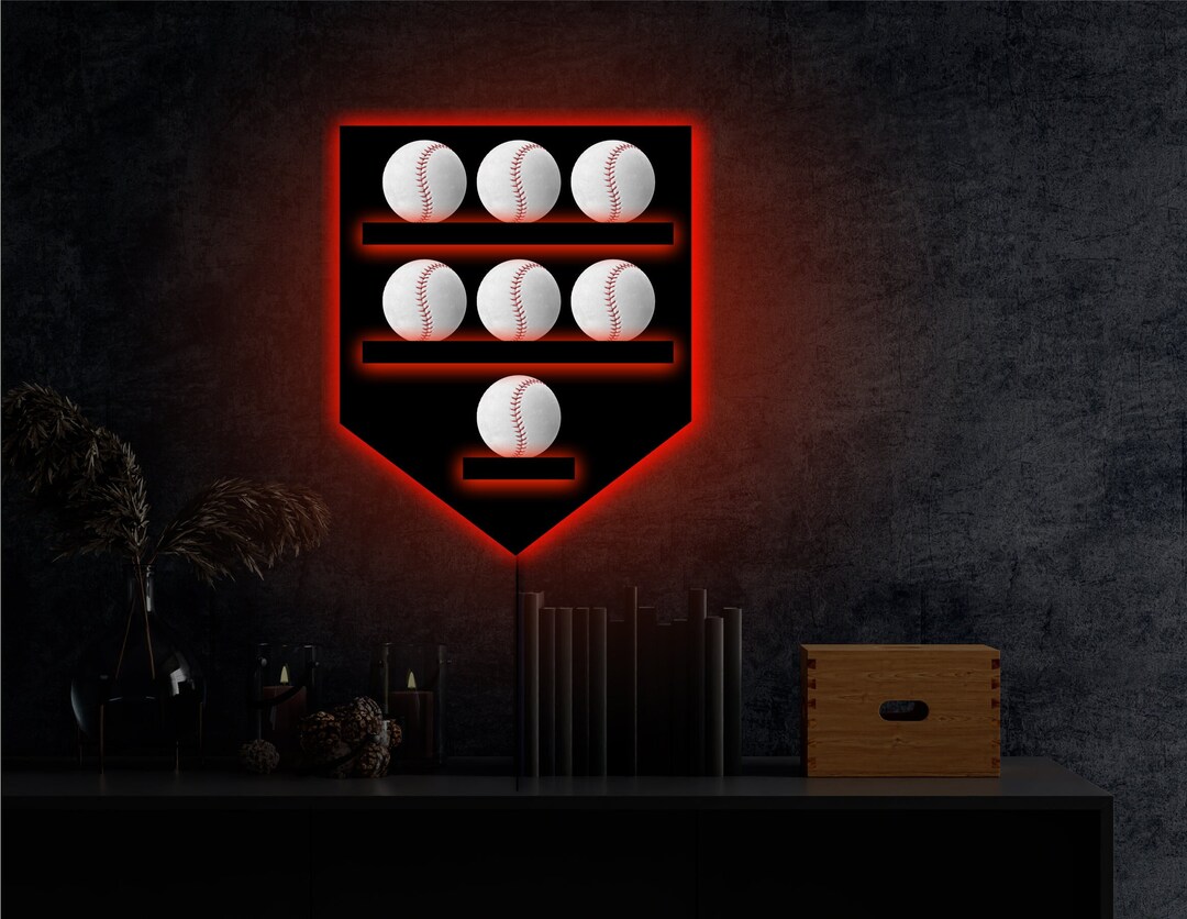 Baseball Shelf Display, Baseball Display Holder, Display Shelf With Led