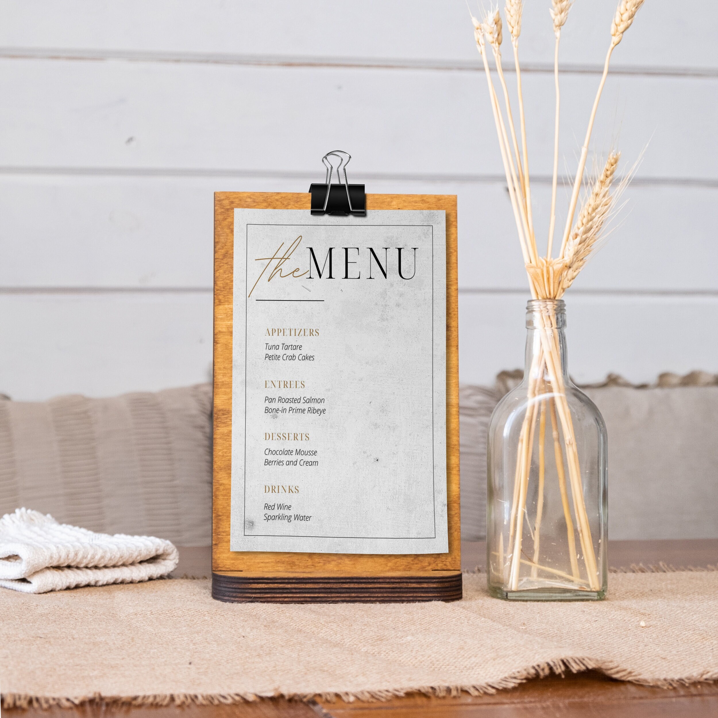 Clipboard menu holder, Clipboard menu stand, Table menu holder, Menu holder tabletop, Restaurant menu stand, Wooden sign holder