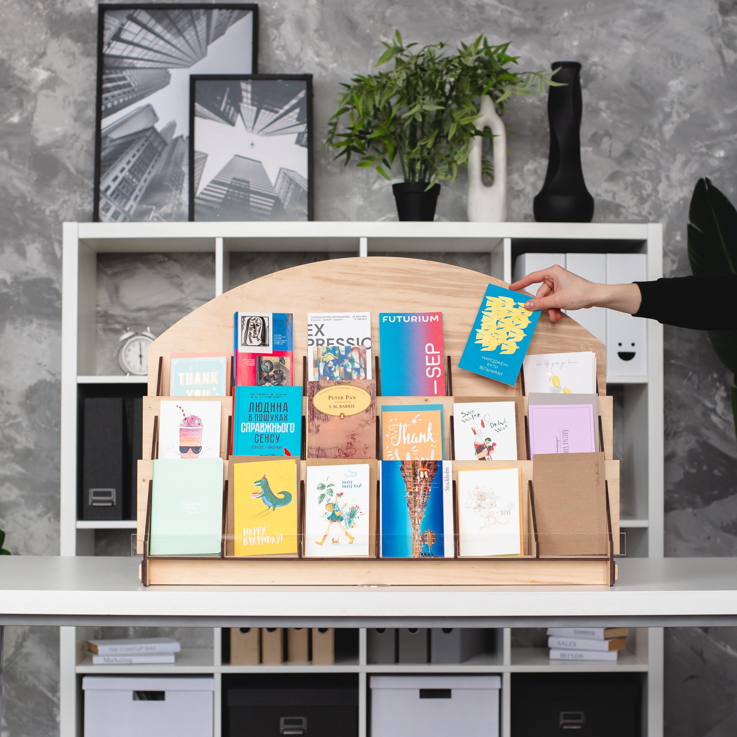 Supporto Porta Biglietti Da Visita In Legno - 4 Livelli, 20x15cm, Per Ufficio, Fiere, Scrivania - Foto 5