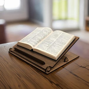 Personalisierter Buchständer aus Holz, Verstellbarer Buchständer zum Lesen, Benutzerdefinierter Rezeptbuchständer, Offene Buchanzeige aus Holz, Buchständer Tischplatte