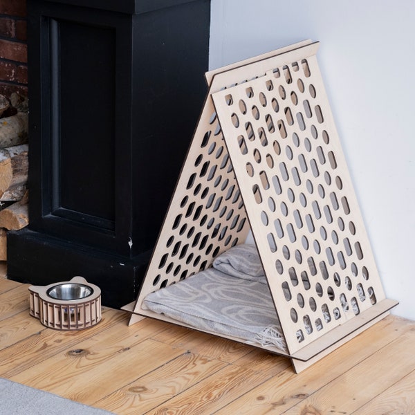 Cat tent bed, Pet teepees, Dog teepee, Teepees for cat, Dog tent bed, Dog furniture bed, Dog furniture kennel,Indoor cat house,Wooden teepee