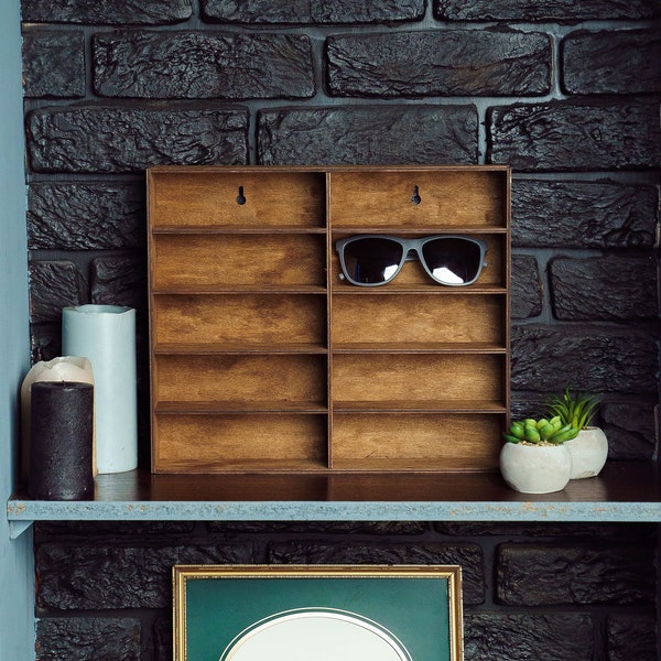 Sunglasses holder for wall,Glasses organizer case,Wood glasses stand,Sunglasses hanging storage,Sunglasses display shelf,Glasses storage box