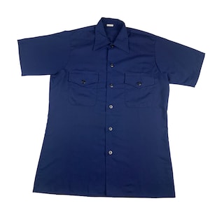 Vintage 1980s US Military Short Sleeve Utility  Button Up Shirt Size Medium
