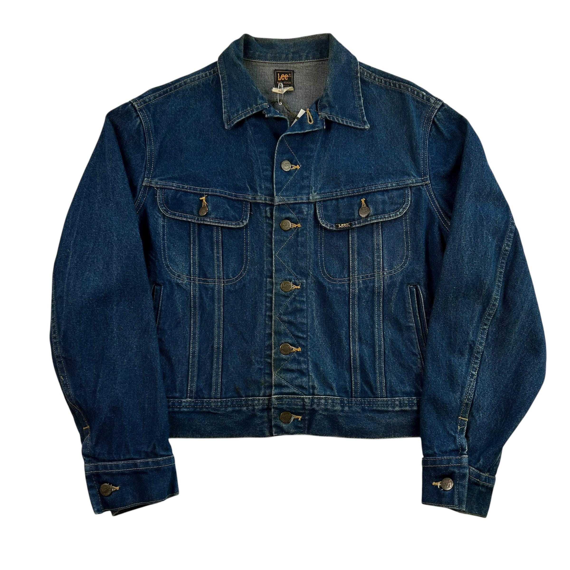 Jaqueta jeans escura Lee Rider vintage dos anos 1970, tamanho 44R