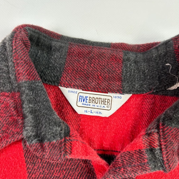 Vintage 1970s Five Brother Cotton Plaid Flannel Long Sleeve