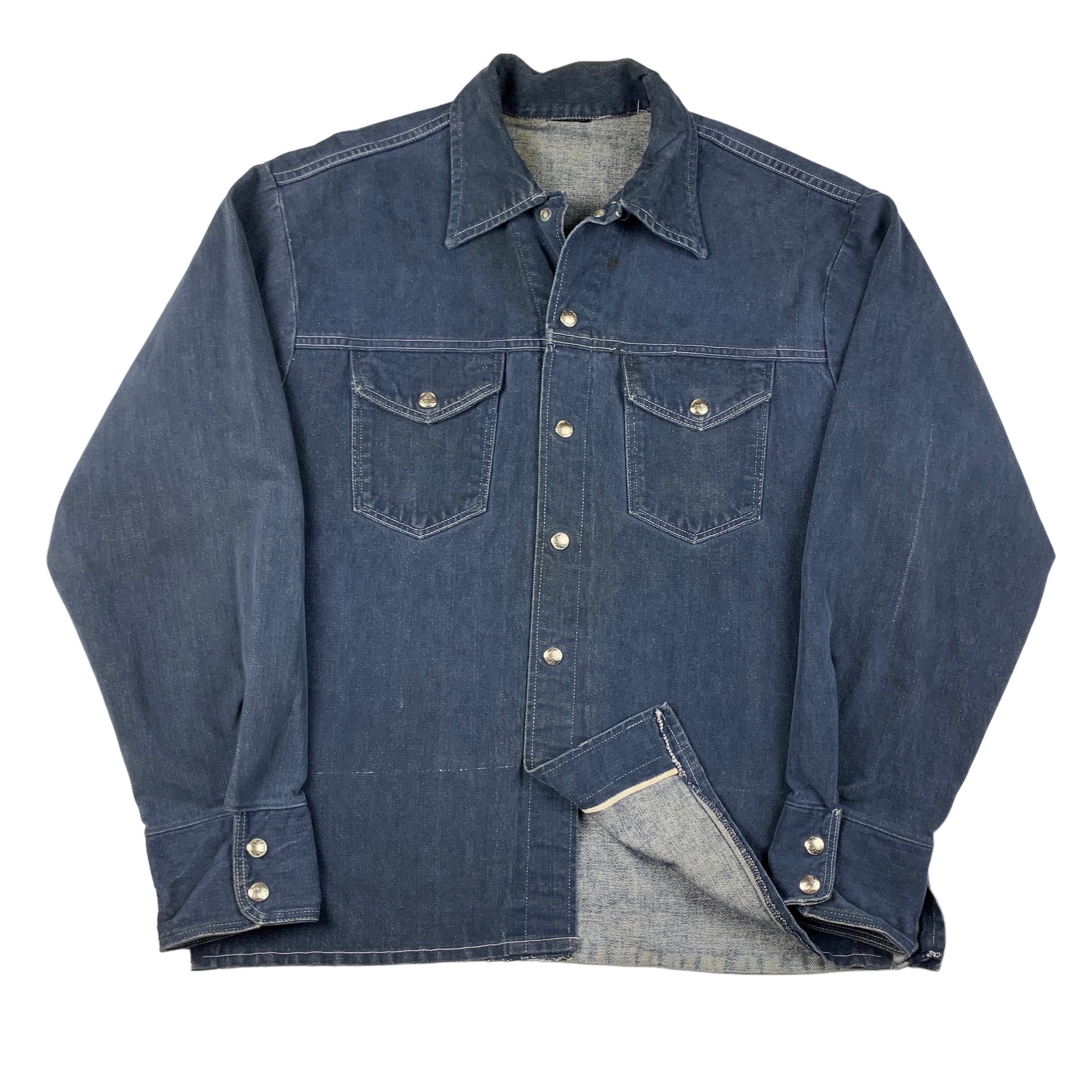 Vintage 1960s Selvedge Denim Long Sleeve Button up Shirt L Vintage 1960s Selvedge Denim Long Sleeve Button up Shirt L