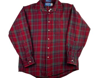 70s Vintage Pendleton Loop Collar 100% Wool Plaid Shirt Size