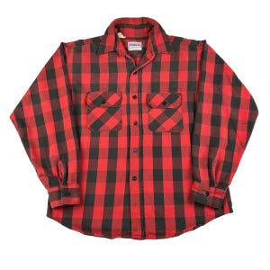 Vintage 1970s Five Brother Cotton Plaid Long Sleeve Button Up Shirt Size Large