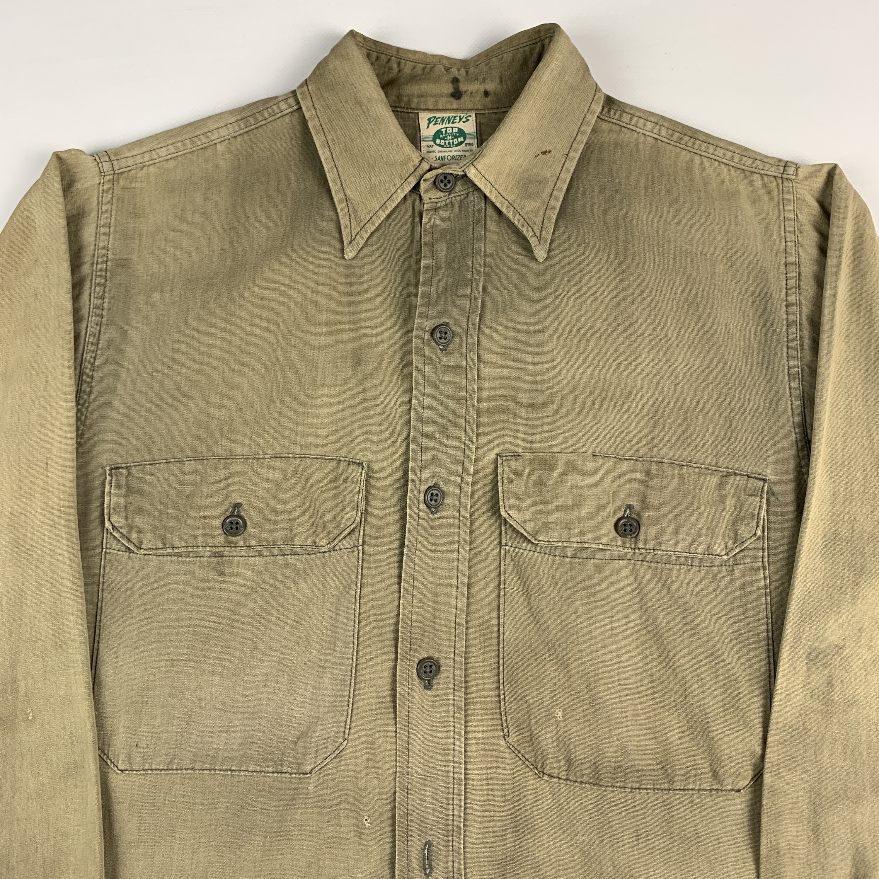 Vintage 1940s Penney's Top N Bottom Long Sleeve Button up Shirt