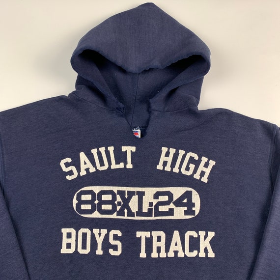 Vintage 1990s Russell Track Hoodie Sweatshirt Siz… - image 3