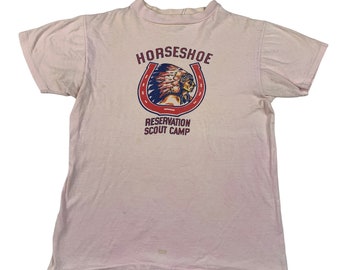 Vintage 1950s Horseshoe Reservation Scout Camp T-Shirt Size XS-Small