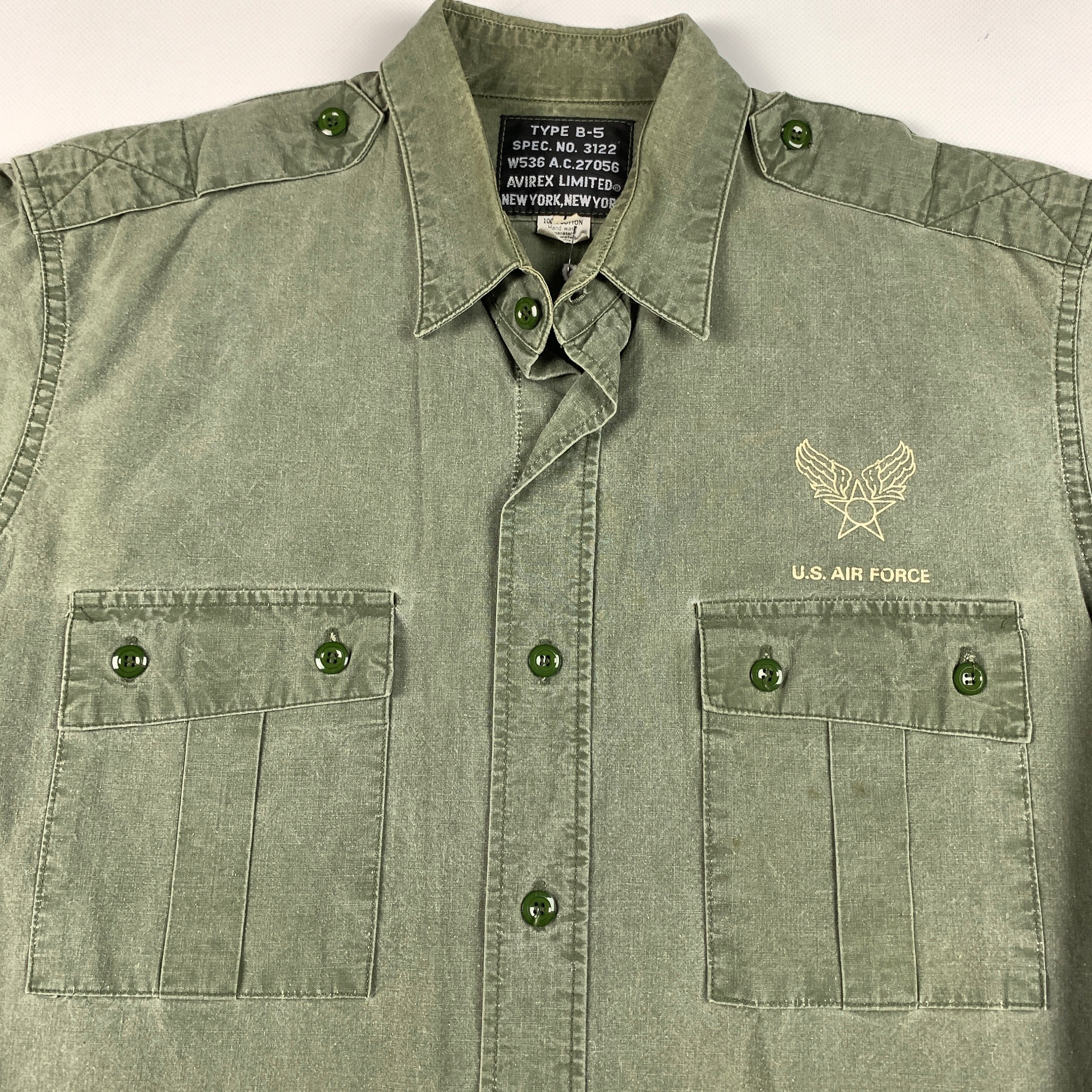 Vintage 1990s Avirex B-5 U.S. Air Force Utility Button up Shirt 