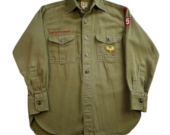 ▪️40’s【BOYSCOUT】VINTAGE SHIRT Rare Vintage Adult Boy Scout Shirt, Short Sleeved With Cuffs, Some