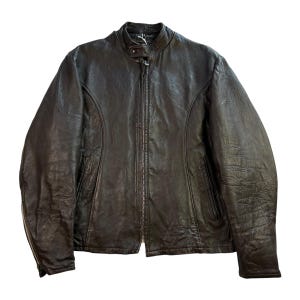 Vintage 1970s Cafe Racer Leather Jacket Size L/XL