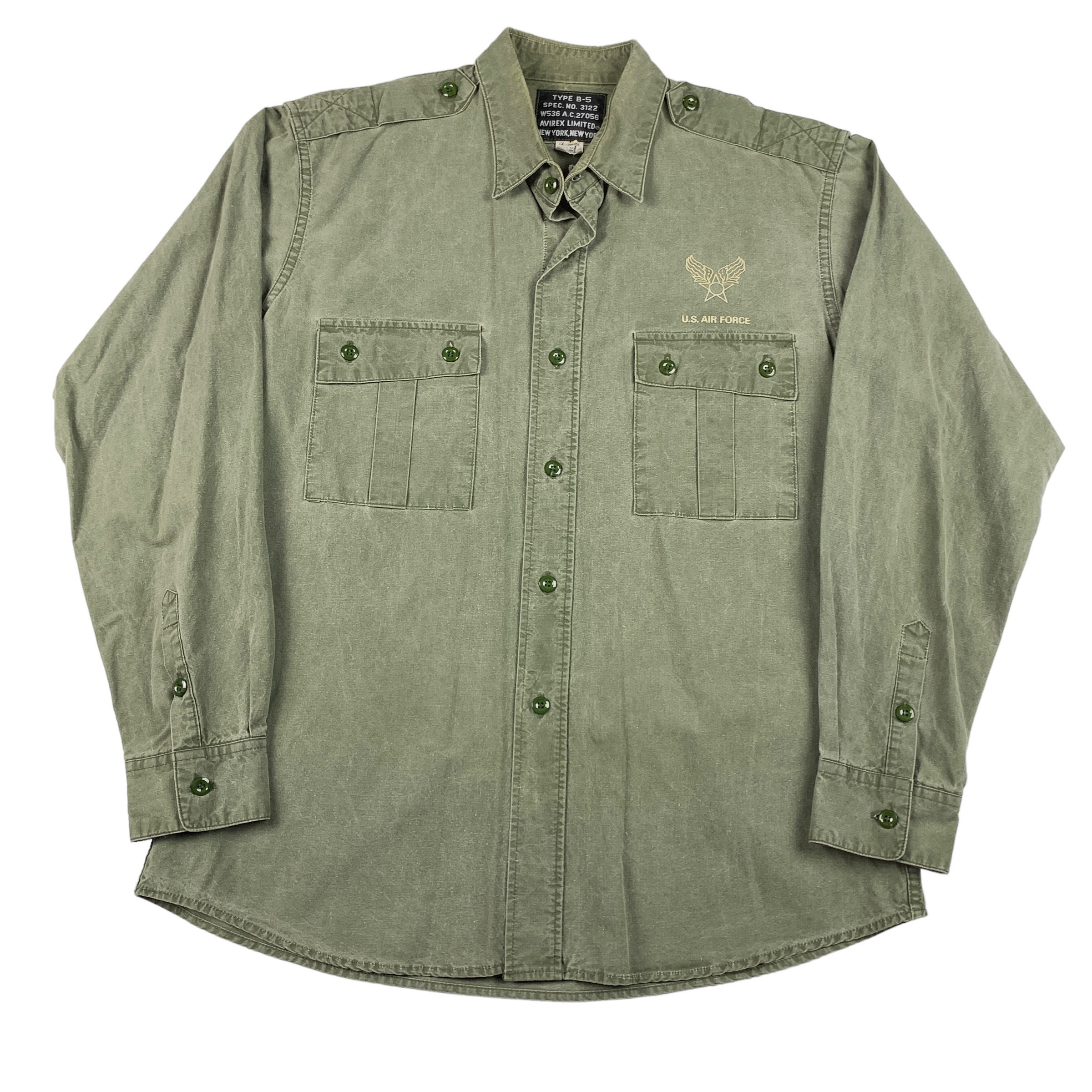 Vintage 1990s Avirex B-5 U.S. Air Force Utility Button up Shirt 