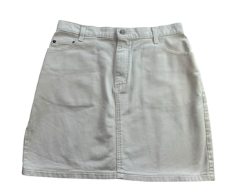Vintage 1990s White Lee Denim Mini Skirt Size 14 Petite