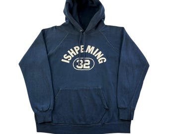 Sudadera con capucha vintage de la Universidad de Ishpeming, década de 1970, talla pequeña
