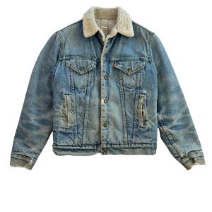 Blouson Levi's Sherpa Vintage Années 80 - Taille 36 (XS), Bleu, Occasion Très Bon état
