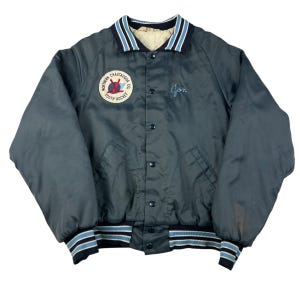 Jaqueta bomber vintage Don Alleson Hockey dos anos 1970, tamanho médio