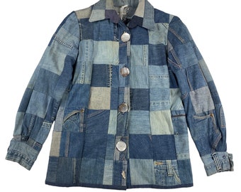 Vintage 1950s/60s Hand Made Denim Patchwork Jacket M/L