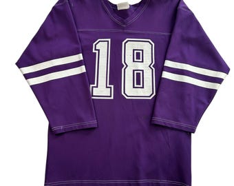 Vintage Saxon Athletic #18 voetbalshirt uit de jaren 80, maat L/XL