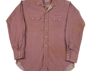 Vintage 1970s Levi’s Western Wear Checkered Saw Tooth Pearl Snap Button Up Shirt L/XL